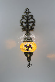 Turkish Mosaic  Wall Sconce, With Medium Globe - TurkishLights.NET