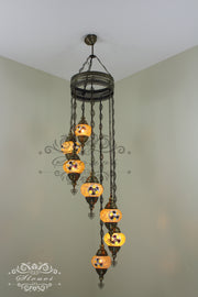 7 - BALL TURKISH MOSAIC CHANDELIER - TurkishLights.NET