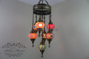 7 - BALL SULTAN TURKISH MOSAIC CHANDELIER (MEDIUM GLOBES) - TurkishLights.NET