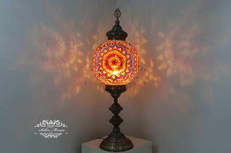 MOSAIC FLOOR / TABLE LAMP WITH 35CM (14") GLOBE - TurkishLights.NET