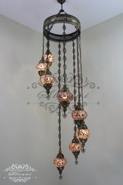 TURKISH MOSAIC LAMP, Water Drop Style CHANDELIER IN 8 GLOBES - TurkishLights.NET