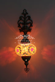 Turkish Mosaic  Wall Sconce, With Large Globe - TurkishLights.NET