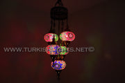 5-BALL SULTAN MOSAIC CHANDELIER (LARGE GLOBES) - TurkishLights.NET