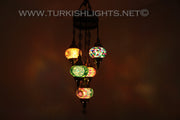 5-BALL SULTAN MOSAIC CHANDELIER (MEDIUM GLOBES) - TurkishLights.NET