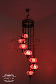 7 - BALL TURKISH MOSAIC CHANDELIER, LARGE GLOBES - TurkishLights.NET