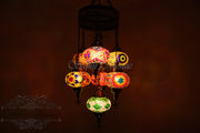 7 - BALL SULTAN TURKISH MOSAIC CHANDELIER (LARGE GLOBES) - TurkishLights.NET