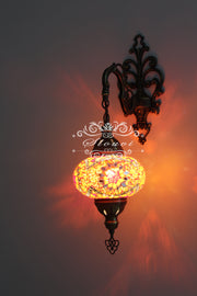 Turkish Mosaic  Wall Sconce, With Large Globe - TurkishLights.NET