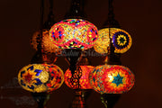 7 - BALL SULTAN TURKISH MOSAIC CHANDELIER (LARGE GLOBES) - TurkishLights.NET