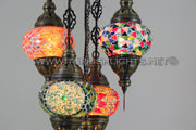 5-BALL SULTAN MOSAIC CHANDELIER (MEDIUM GLOBES) - TurkishLights.NET