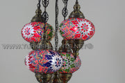 5-BALL SULTAN MOSAIC CHANDELIER (LARGE GLOBES) - TurkishLights.NET