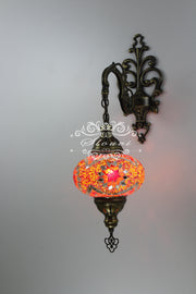 Turkish Mosaic  Wall Sconce, With Large Globe - TurkishLights.NET