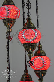 5 BALL TURKISH MOSAIC CHANDELIER WITH MEDIUM GLOBES - TurkishLights.NET