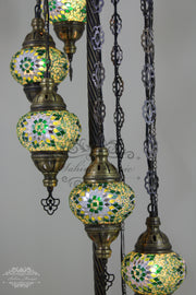 7 BALL TURKISH MOSAIC FLOOR LAMP, LAMBADER, MEDIUM GLOBES - TurkishLights.NET