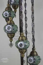 7 BALL TURKISH MOSAIC FLOOR LAMP, LAMBADER, MEDIUM GLOBES - TurkishLights.NET