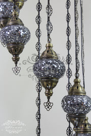 TURKISH MOSAIC LAMP, Water Drop Style CHANDELIER IN 8 GLOBES - TurkishLights.NET