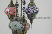 5-BALL SULTAN MOSAIC CHANDELIER (MEDIUM GLOBES) - TurkishLights.NET