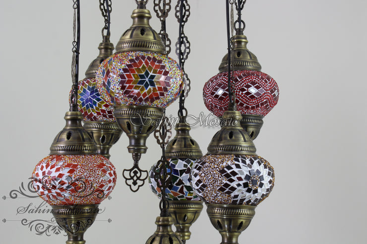 7 - BALL SULTAN TURKISH MOSAIC CHANDELIER (MEDIUM GLOBES) - TurkishLights.NET