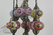 7 - BALL SULTAN TURKISH MOSAIC CHANDELIER (LARGE GLOBES) - TurkishLights.NET