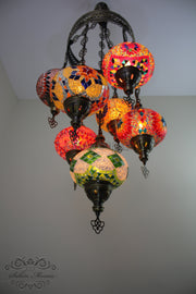 7 - BALL SULTAN TURKISH MOSAIC CHANDELIER (LARGE GLOBES) - TurkishLights.NET