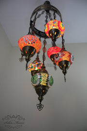 7 - BALL SULTAN TURKISH MOSAIC CHANDELIER (MEDIUM GLOBES) - TurkishLights.NET