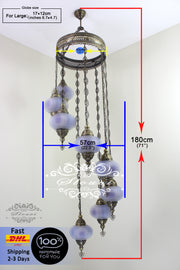 TURKISH MOSAIC LAMP, Water Drop Style CHANDELIER IN 8 LARGE GLOBES - TurkishLights.NET