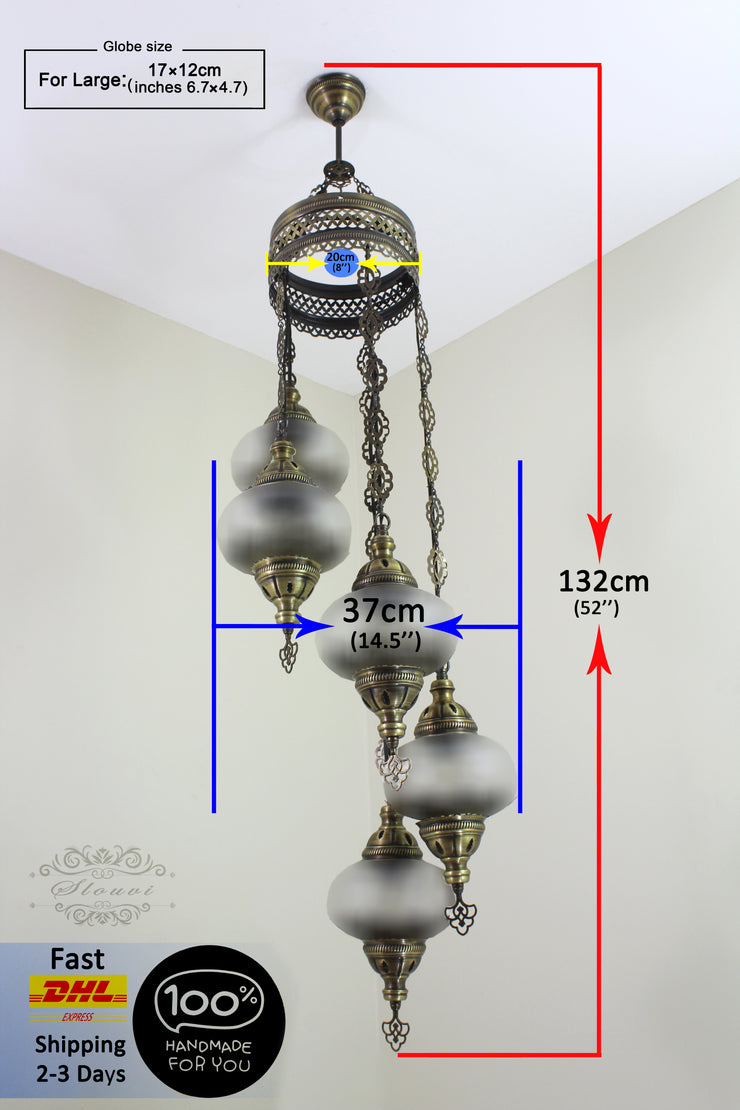 5 BALL CRACKED OTTOAMAN CHANDELIER - TurkishLights.NET