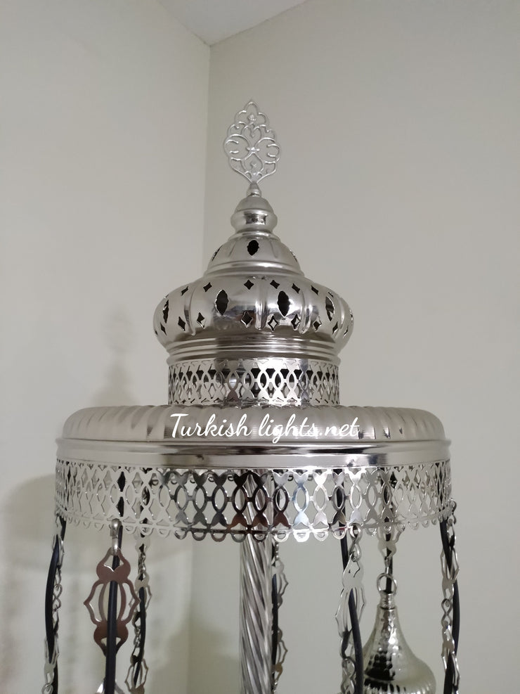 FLOOR LAMP WITH  7 LARGE GLOBES and CHROME FINISH ,ID:131 - TurkishLights.NET