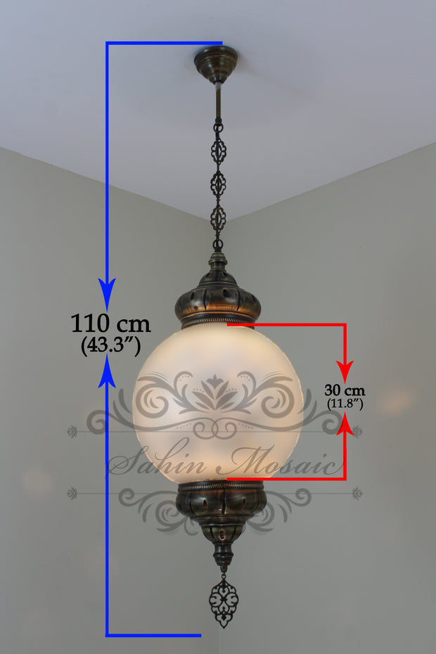 Mosaic Hanging Lamp with 30cm (12") Globe - TurkishLights.NET