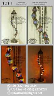 9 BALL TURKISH MOSAIC FLOOR LAMP, LAMBADER, MEDIUM GLOBES code: 101 - TurkishLights.NET