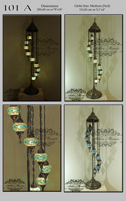 9 BALL TURKISH MOSAIC FLOOR LAMP, LAMBADER, MEDIUM GLOBES code: 101 - TurkishLights.NET