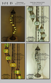 9 BALL TURKISH MOSAIC FLOOR LAMP, LAMBADER, MEDIUM GLOBES code: 101 - TurkishLights.NET