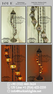 9 BALL TURKISH MOSAIC FLOOR LAMP, LAMBADER, MEDIUM GLOBES code: 101 - TurkishLights.NET