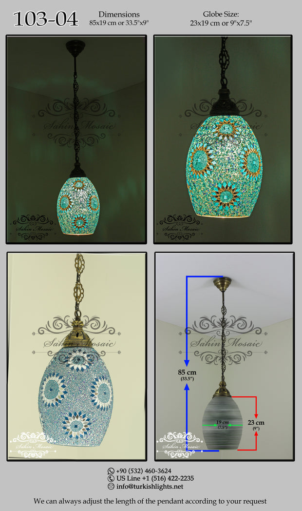 Turkish Handmade Mosaic Hanging Pendant - Kitchen Island Pendant 103-04 - TurkishLights.NET