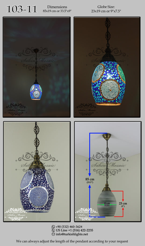 Turkish Handmade Mosaic Hanging Pendant - Kitchen Island Pendant 103-11 - TurkishLights.NET