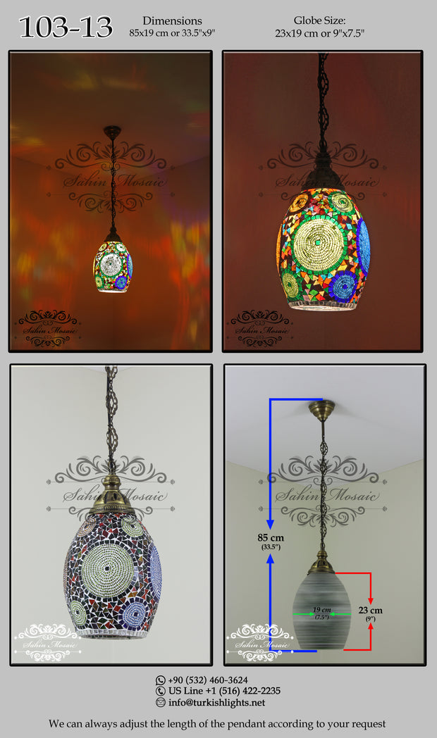 Turkish Handmade Mosaic Hanging Pendant - Kitchen Island Pendant 103-13 - TurkishLights.NET