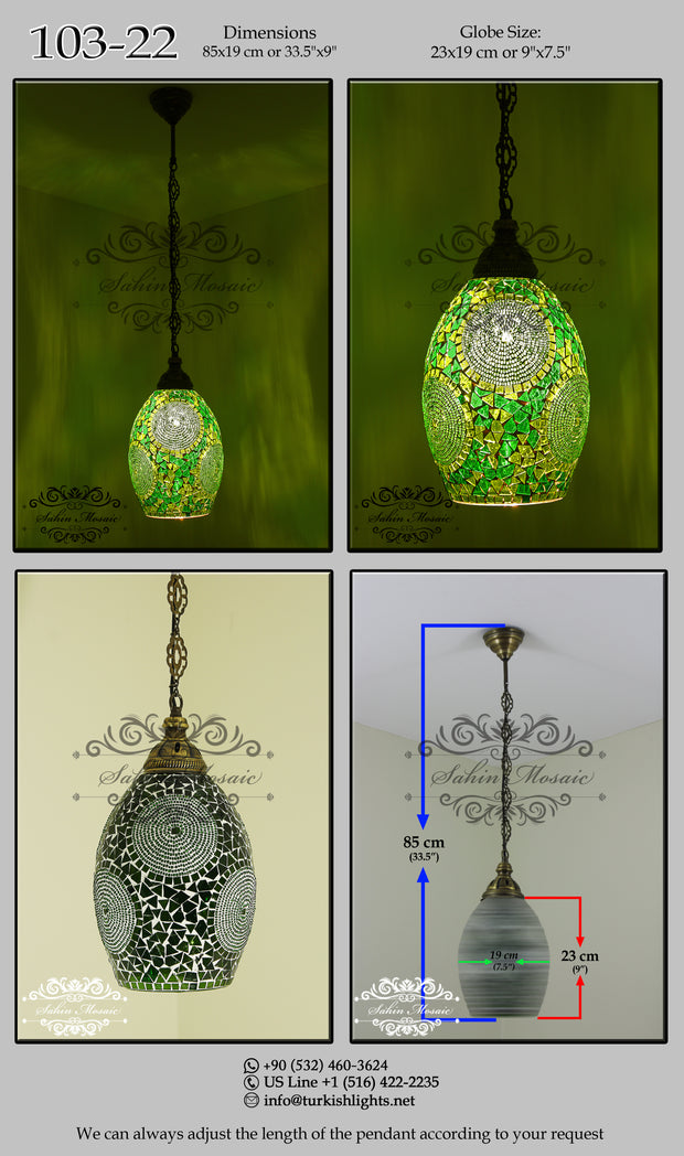 Turkish Handmade Mosaic Hanging Pendant - Kitchen Island Pendant 103-22 - TurkishLights.NET