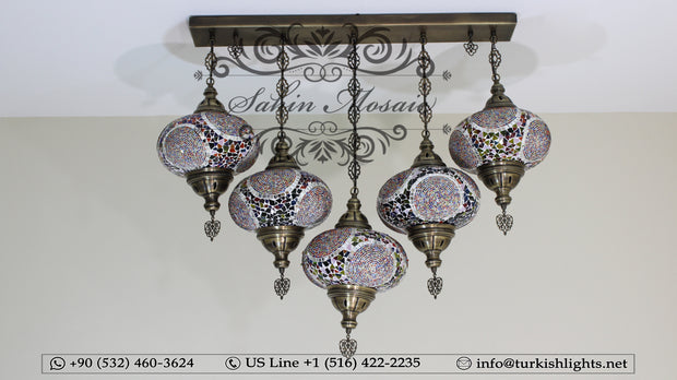 Kitchen Island Pendant With 5 Extra Large Globes, ID: 104 - TurkishLights.NET