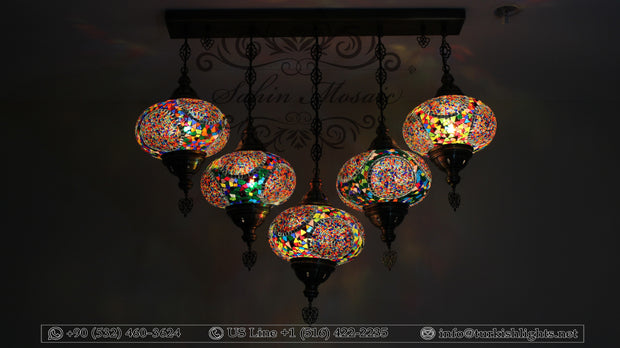 Kitchen Island Pendant With 5 Extra Large Globes, ID: 104 - TurkishLights.NET