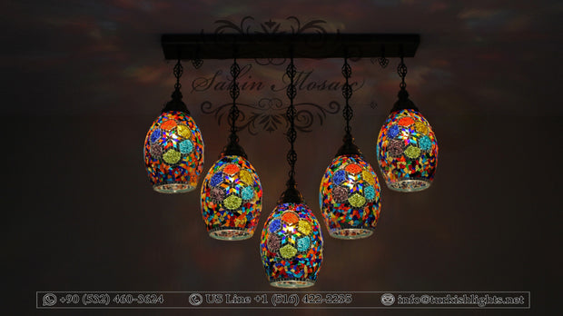 Kitchen Island Pendant With 5 Globes, ID:105 - TurkishLights.NET