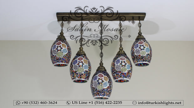 Kitchen Island Pendant With 5 Globes, ID:105 - TurkishLights.NET