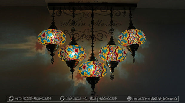 Kitchen Island Pendant With 5 Extra Large Globes, ID: 104 - TurkishLights.NET