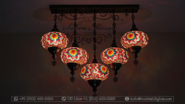 Kitchen Island Pendant With 5 Extra Large Globes, ID: 104 - TurkishLights.NET