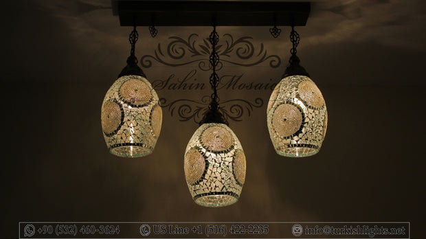 Kitchen Island Pendant With 3 Globes, ID:108 - TurkishLights.NET