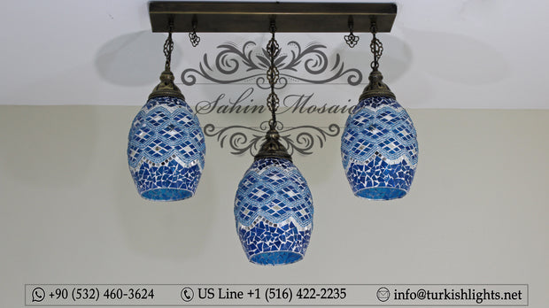 Kitchen Island Pendant With 3 Globes, ID:108 - TurkishLights.NET