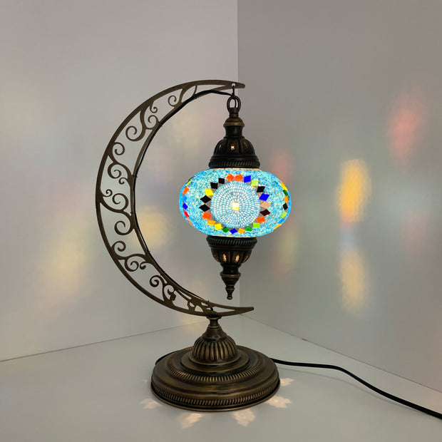 Melidia  Crescent Shape Mosaic  Table Lamp with Large Globe