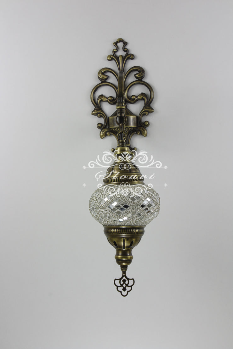 Turkish Mosaic  Wall Sconce, With Medium Globe - TurkishLights.NET