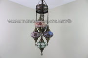 5-BALL SULTAN MOSAIC CHANDELIER (LARGE GLOBES) - TurkishLights.NET