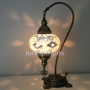 SWAN NECK MOSAIC TABLE LAMP, LARGE GLOBE - TurkishLights.NET