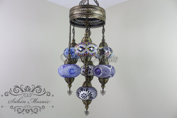 7 - BALL SULTAN TURKISH MOSAIC CHANDELIER (LARGE GLOBES) - TurkishLights.NET