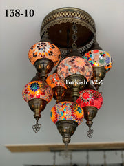 7 - BALL SULTAN  CHANDELIER (Medium globe) , Short Chandelier Flush Against the ceiling - TurkishLights.NET